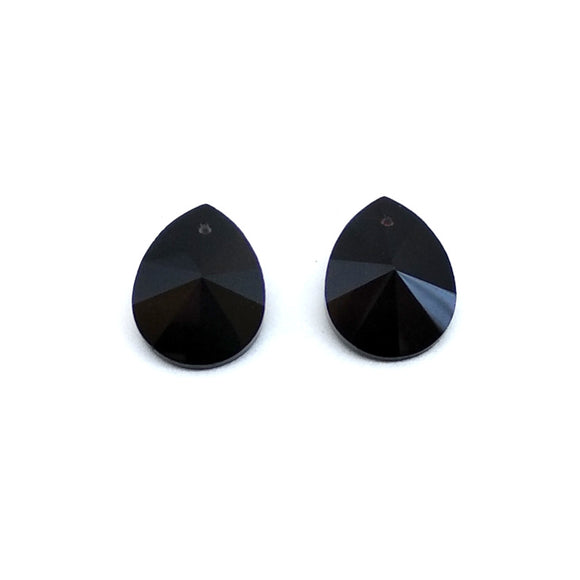 15mm Faceted Glass Beads Peardrop Black - Beading Amazing