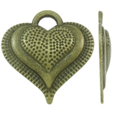 Small Raised Heart Pendant - Antique Bronze - Beading Amazing