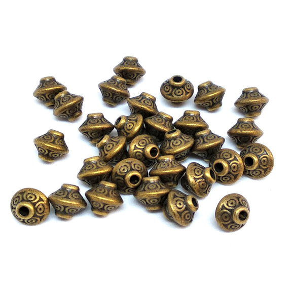 Bronze Patterned Bicone Spacers - Beading Amazing