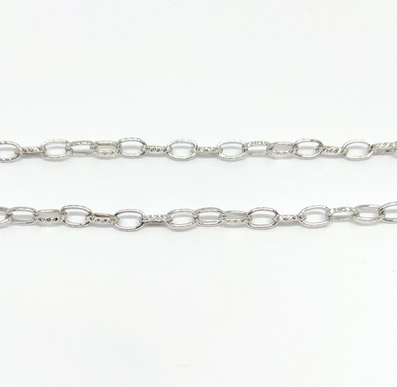 Antique Silver Textured Link Chain (small) - Beading Amazing
