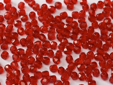 3mm Fire Polished - Red - Beading Amazing