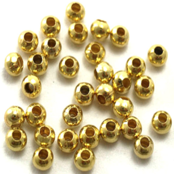 3mm Plain Round Spacers (Gold) - Beading Amazing