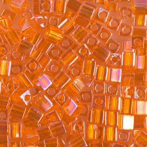 4mm Cubes - S/L Orange - Beading Amazing