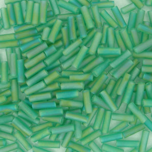 6mm Frosted Green AB Bugles - Beading Amazing