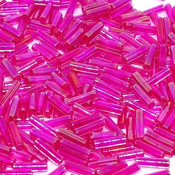 6mm Hot Pink Bugles - Beading Amazing
