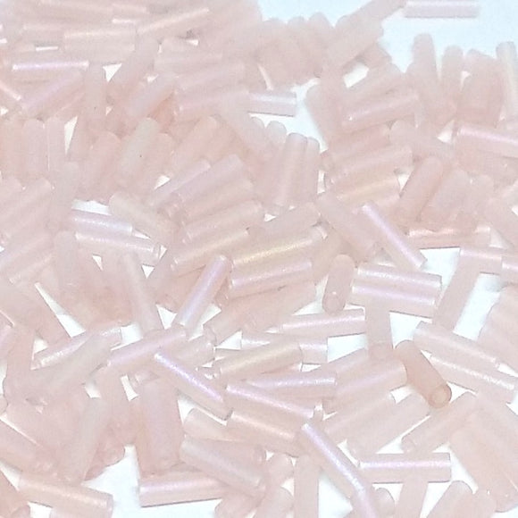 6mm Baby Pink Frosted Bugles - Beading Amazing