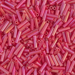 6mm Frosted Raspberry AB Bugles - Beading Amazing