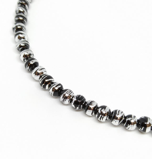 6mm Black & Silver Drawbench Glass Beads - Beading Amazing