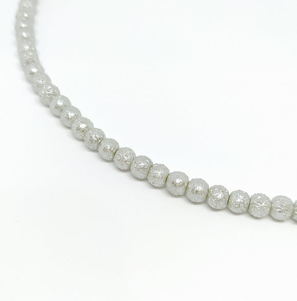 6mm Light Grey Textured Glass Beads - Beading Amazing