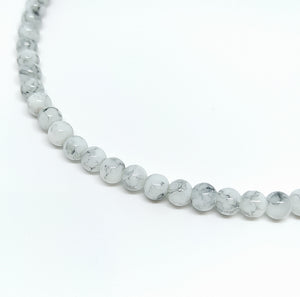 6mm Light Grey Veined Glass Beads - Beading Amazing