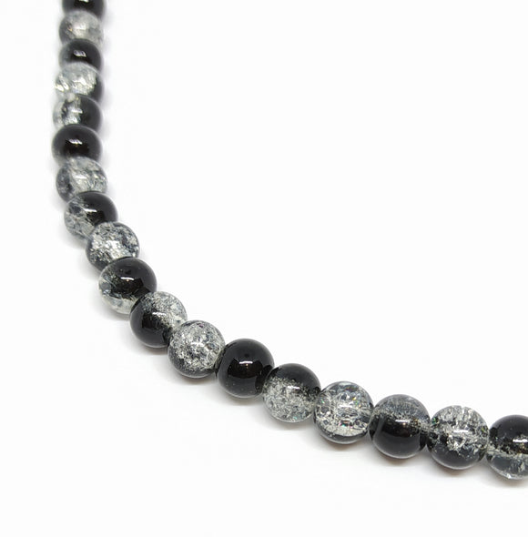 8mm Black & Clear Crackle Glass Beads - Beading Amazing