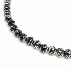 8mm Black & Silver Drawbench Glass Beads - Beading Amazing