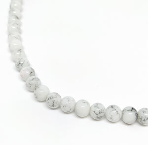 8mm Light Grey Veined Glass Beads - Beading Amazing