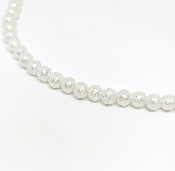 8mm White Textured Glass Beads - Beading Amazing