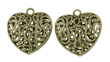Antique Bronze - Alloy Heart Pendant - Beading Amazing