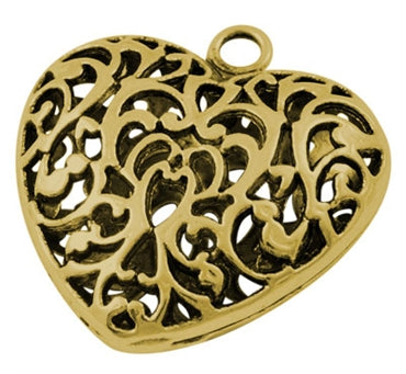 Antique Gold - Alloy Heart Pendant - Beading Amazing