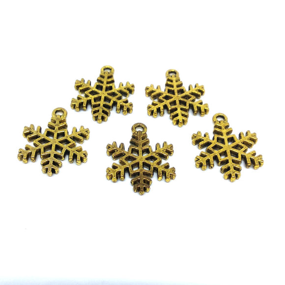 Snowflake Charms (Antique Gold) - Beading Amazing