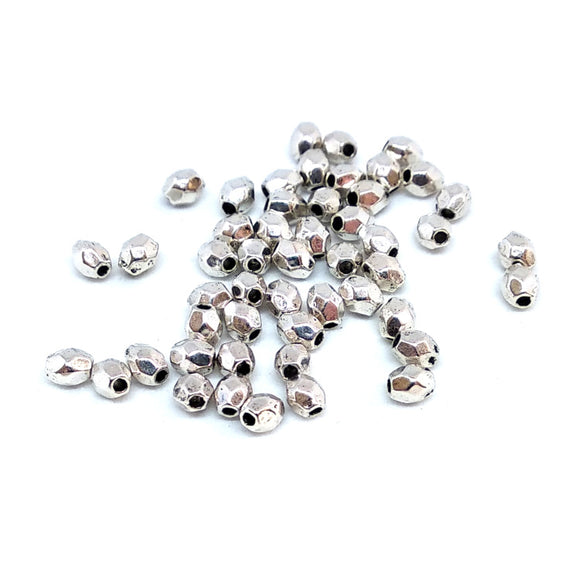Antique Silver Small Faceted Ovals - Beading Amazing