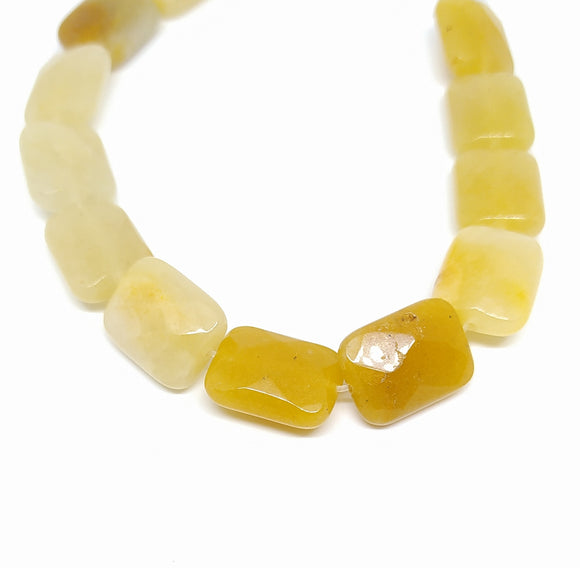 Gemstone - Yellow Jade - 16mm Faceted Rectangles - Beading Amazing
