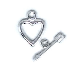 Small Silver Heart Toggle Set Sterling Silver - Beading Amazing