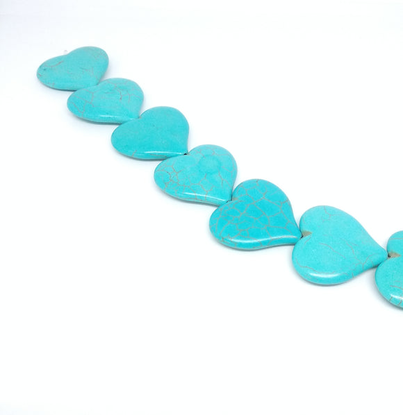 Blue Synthetic Turquoise - Large Hearts