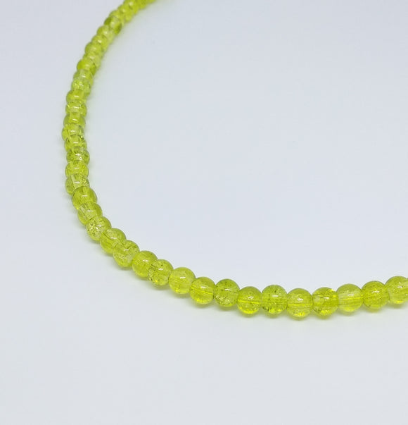 6mm Soft Lime Crackle Glass Bead