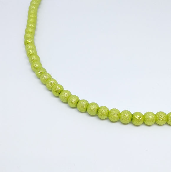 8mm Soft Lime Textured Glass Bead