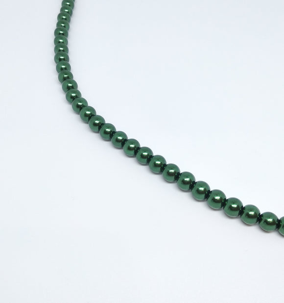 8mm Dark Green Glass Pearls