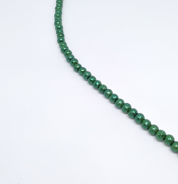 6mm Dark Green Textured Glass Beads