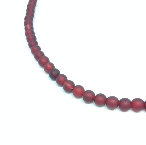 8mm Deep Red Frosted Glass Beads