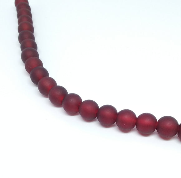 10mm Deep Red Frosted Glass Beads