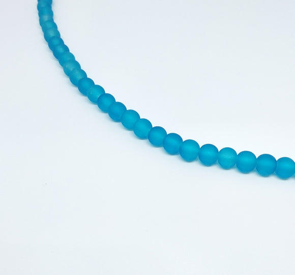 8mm Turquoise Frosted Glass Beads