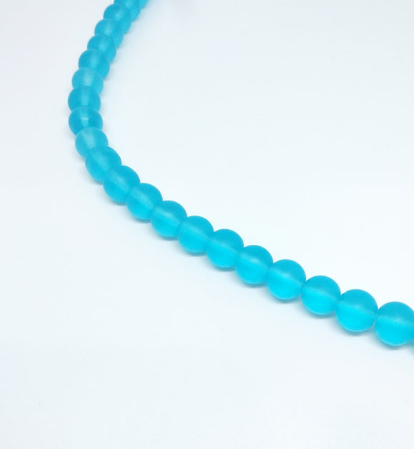 10mm Turquoise Frosted Glass Beads