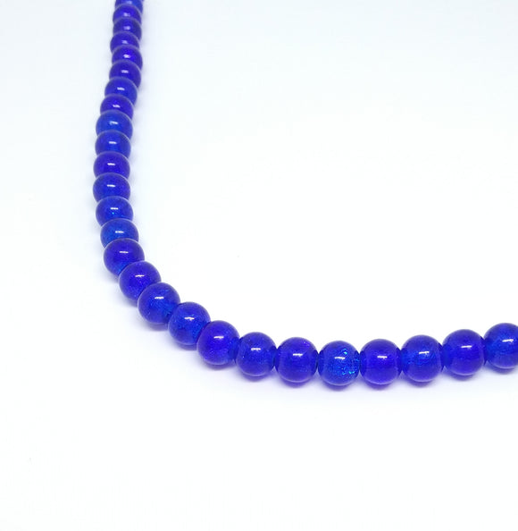 8mm Royal Blue Crackle Glass Bead