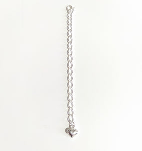 Extension Chain with Puffed Heart Sterling Silver