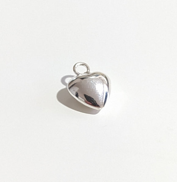 Puffed Heart Sterling Silver Charm