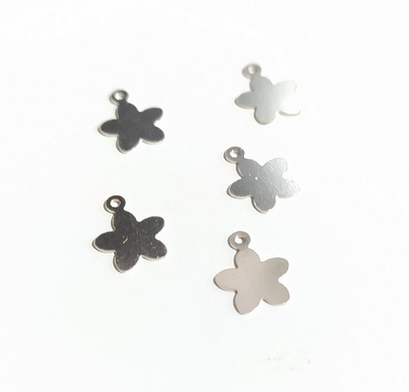 Flower Tag Sterling Silver Charm