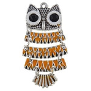 Orange Coloured Owl Pendant - Beading Amazing
