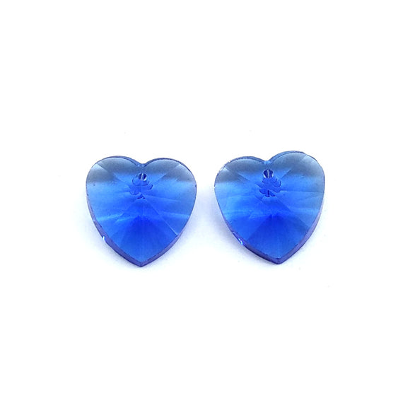 15mm Faceted Glass Beads Heart Md Blue - Beading Amazing