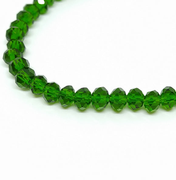 6 x 4mm Faceted Rondelles Emerald Green - Beading Amazing