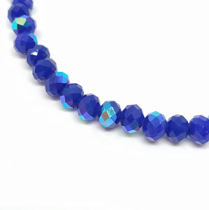 6 x 4mm Faceted Rondelles Opaque Royal Blue AB - Beading Amazing
