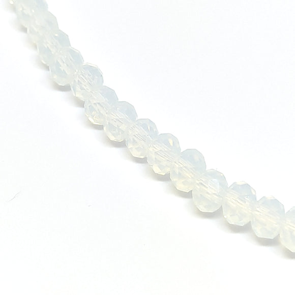 6 x 4mm Faceted Rondelles Opal White - Beading Amazing