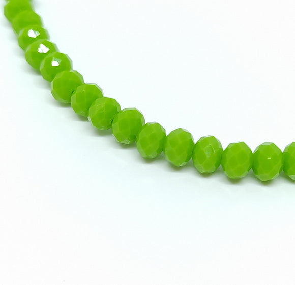 6 x 4mm Faceted Rondelles Opaque Lime - Beading Amazing
