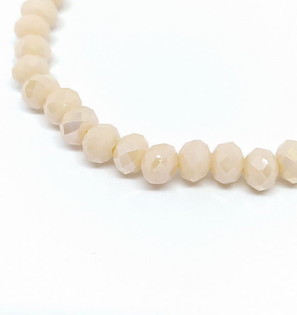 6 x 4mm Faceted Rondelles Opaque Nude AB - Beading Amazing