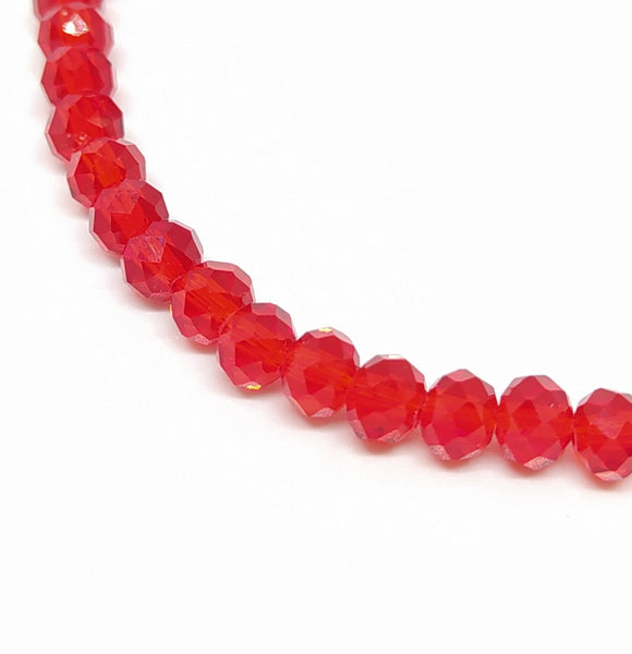 6 x 4mm Faceted Rondelles Red - Beading Amazing