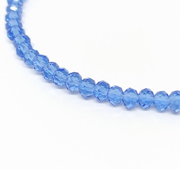 6 x 4mm Faceted Rondelles Sky Blue - Beading Amazing