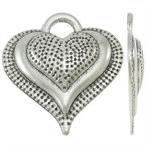 Small Raised Heart Pendant - Antique Silver - Beading Amazing