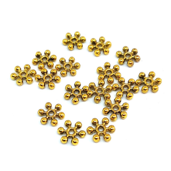 Gold 7mm Snowflake Spacers - Beading Amazing
