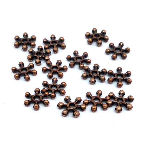 Copper 7mm Snowflake Spacers - Beading Amazing