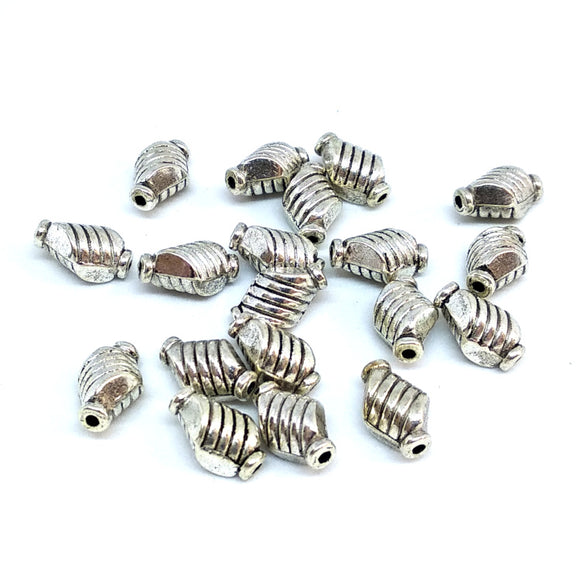 Antique Silver Ribbed Rhombus Spacers - Beading Amazing